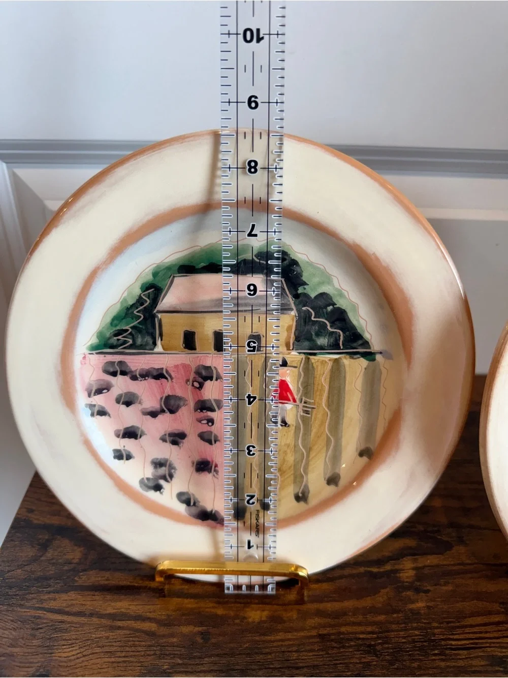 VTG Vietri Italy Hand Painted Tuscany Countryside Ceramic Accent Plates Set of 2